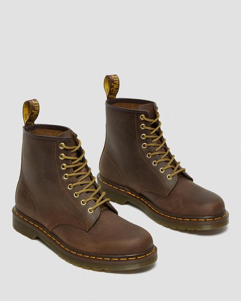 Men's Dr Martens 1460 Crazy Horse Leather Lace Up Boots Brown | AU 506QMA